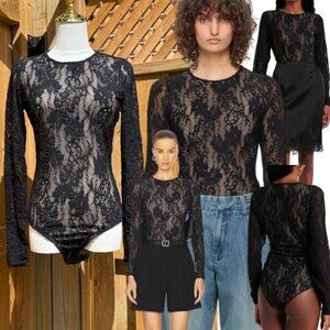 🆕 ZIMMERMANN 🧿 NWT Lace Long Sleeve Bodysuit, Black Sz 1 US 6